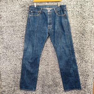 Levi's 501 Jeans Men W36X L34 Blue Regular Fit Straight Leg Mid Wash USA Denim